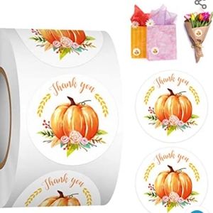 🆕 50 Thank you stickers 1.5 inch ⭐ Pumpkin stickers